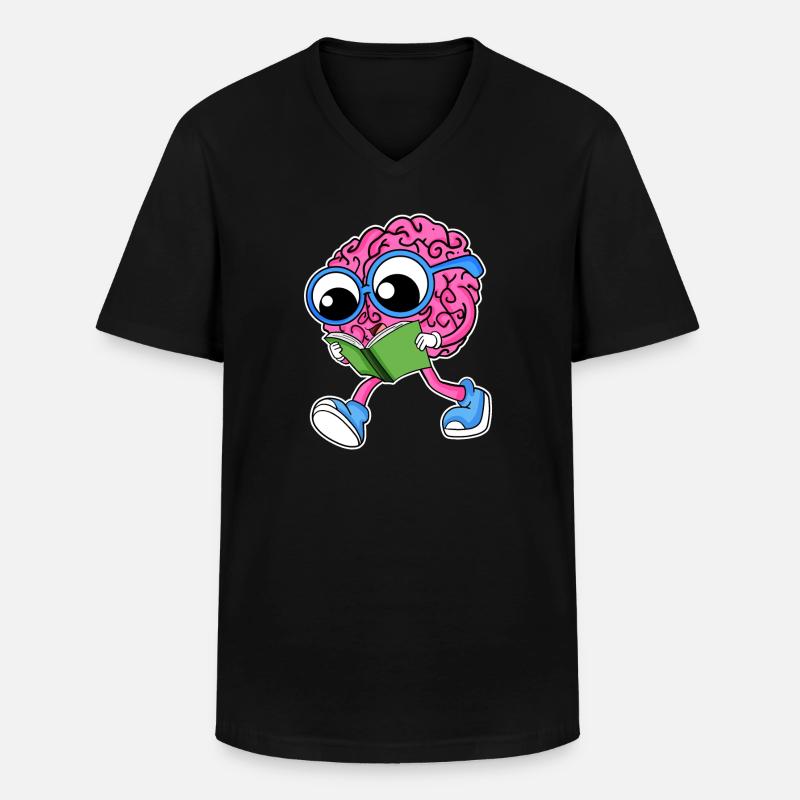Brain reading - Men's V-Neck T-Shirt - black