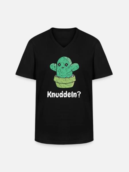Kaktus Knuddelkumpel - Männer-T-Shirt mit V-Ausschnitt - Schwarz
