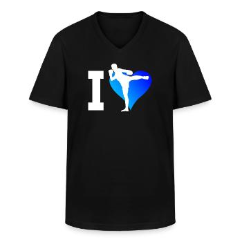 Thai Boxing Men Thai Box Muay Thai Women - Men's V-Neck T-Shirt - black - Front - AI Model Male 178 dark (178cm)