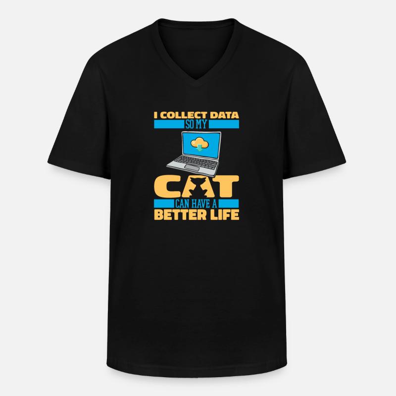 Data Science Data Analyst Cat - T-shirt col V Homme - noir
