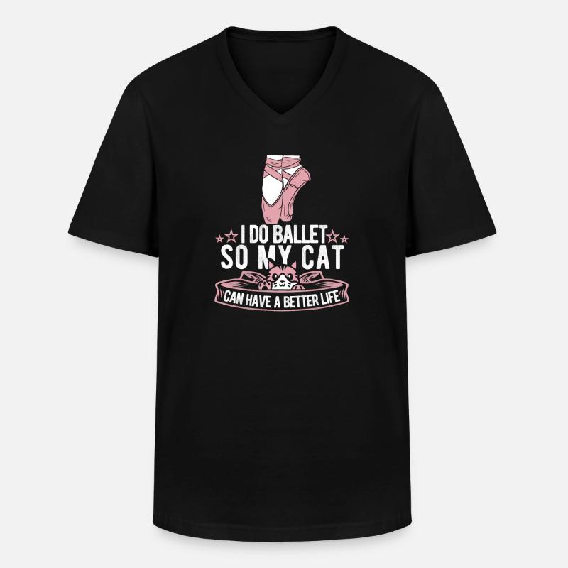 Ballet Balerina Katze - Männer-T-Shirt mit V-Ausschnitt - Schwarz