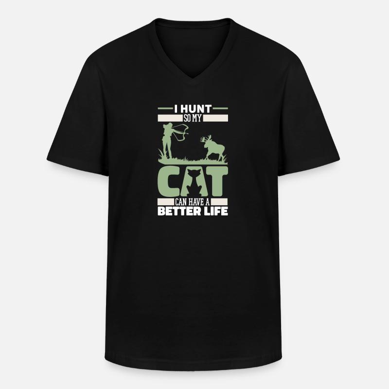 Bogenjagd Bogenjäger Katze - Männer-T-Shirt mit V-Ausschnitt - Schwarz