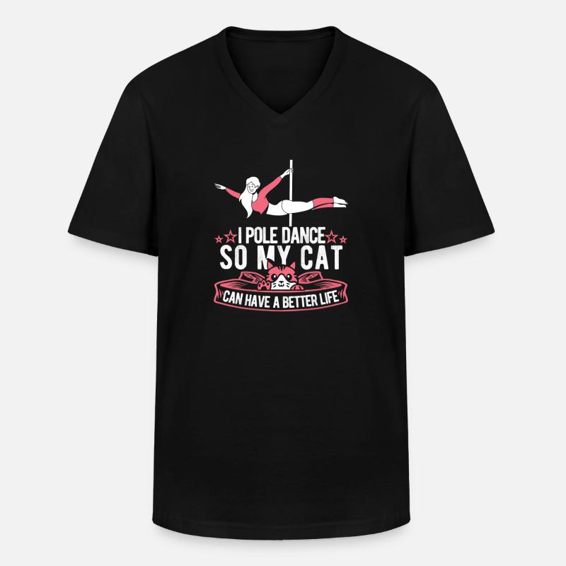 Chat de Pole Dancing - T-shirt col V Homme - noir