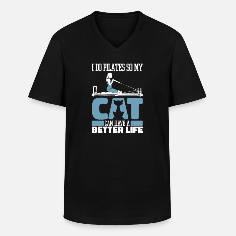 Pilates Katze - Männer-T-Shirt mit V-Ausschnitt - Schwarz