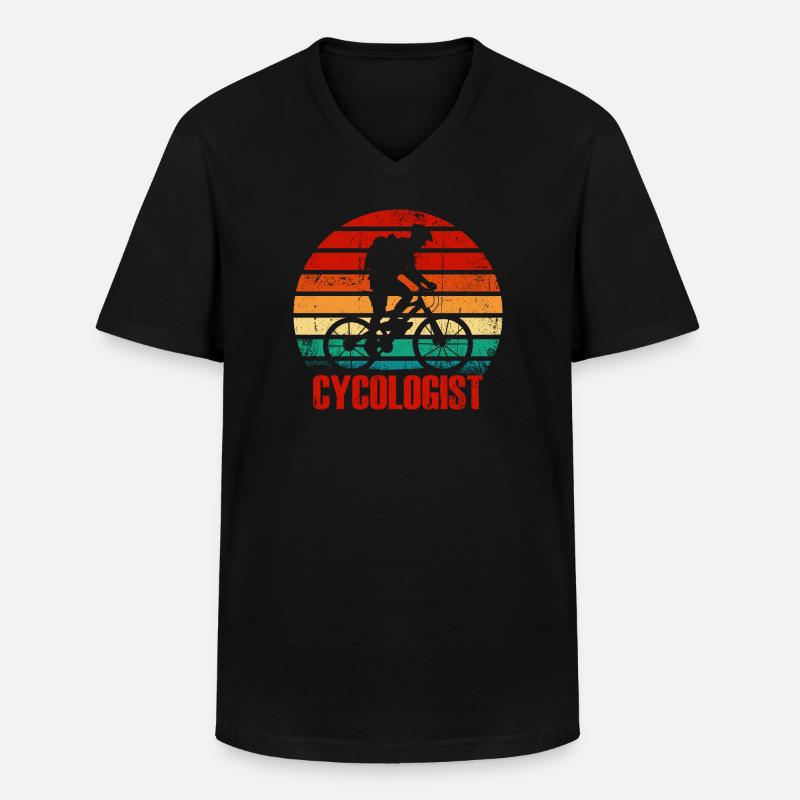 Retro Cyclist Sunset - Männer-T-Shirt mit V-Ausschnitt - Schwarz