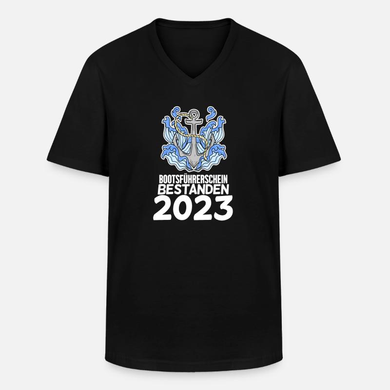 Bootsführerschein 2023 Motorboot Geschenk - Männer-T-Shirt mit V-Ausschnitt - Schwarz