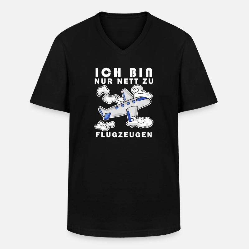 Flugzeug Spruch Geschenk - Männer-T-Shirt mit V-Ausschnitt - Schwarz