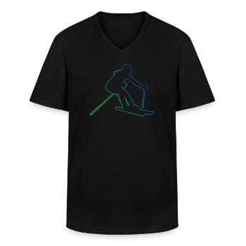 Damen Wintersport Skifahren Freestyle Skifahrer - Männer-T-Shirt mit V-Ausschnitt - Schwarz - Vorne - AI Model Male 178 dark (178cm)