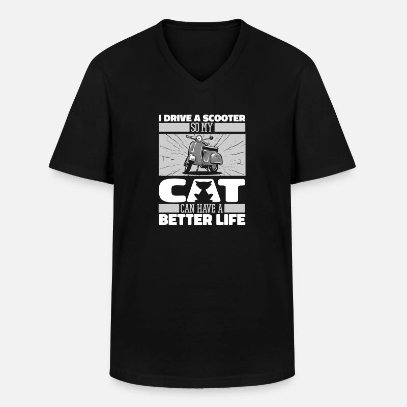 Motorroller Katze - Männer-T-Shirt mit V-Ausschnitt - Schwarz