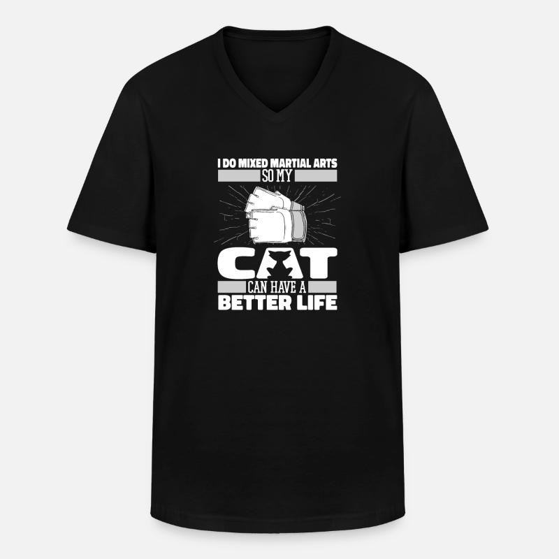 Mixed Martial Arts Katze - Männer-T-Shirt mit V-Ausschnitt - Schwarz