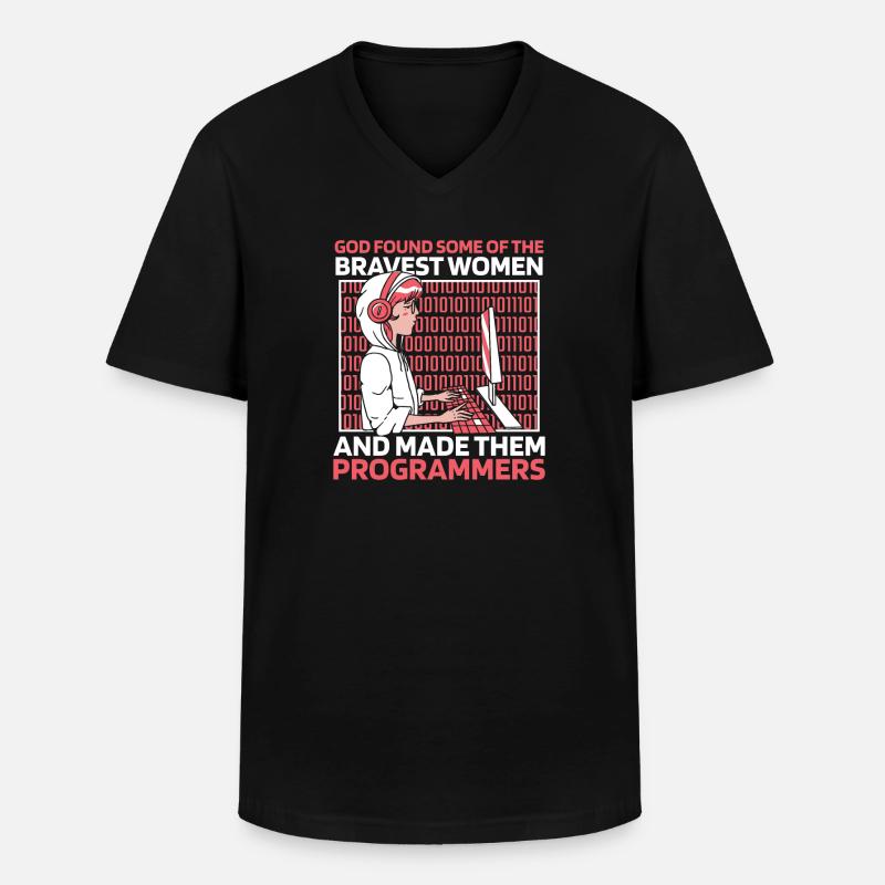 Développeur Coder Programmeur Dieu - T-shirt col V Homme - noir