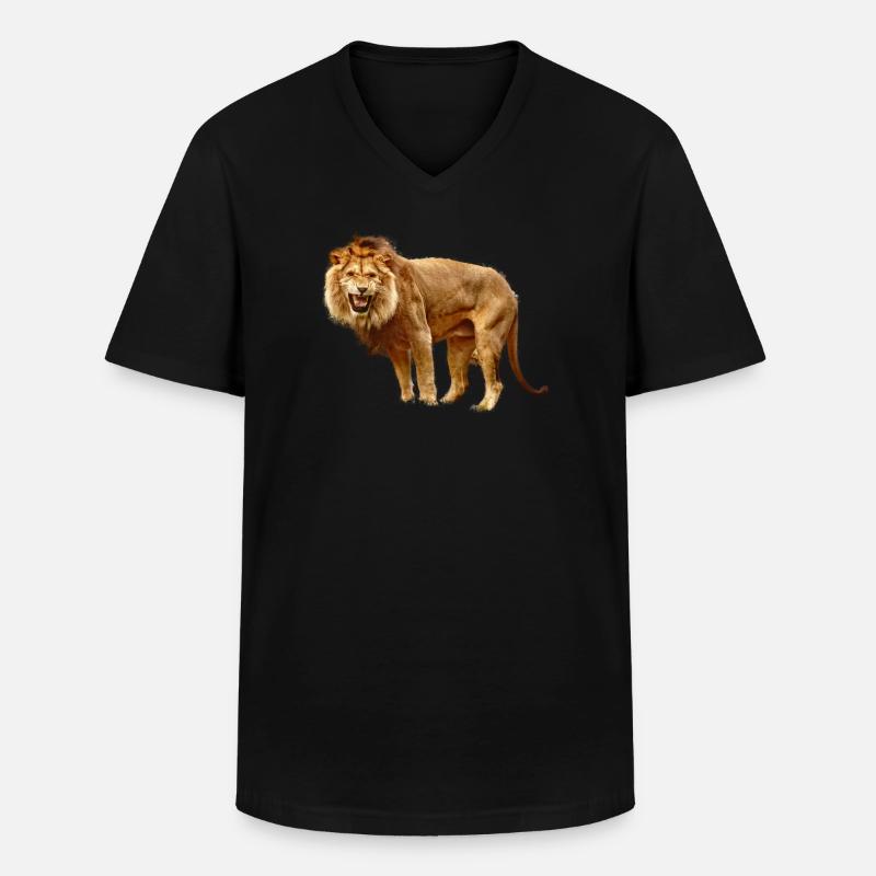 Löwe - Männer-T-Shirt mit V-Ausschnitt - Schwarz