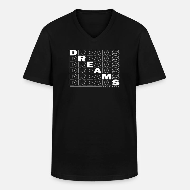 DREAMS - COME TRUE - Männer-T-Shirt mit V-Ausschnitt - Schwarz