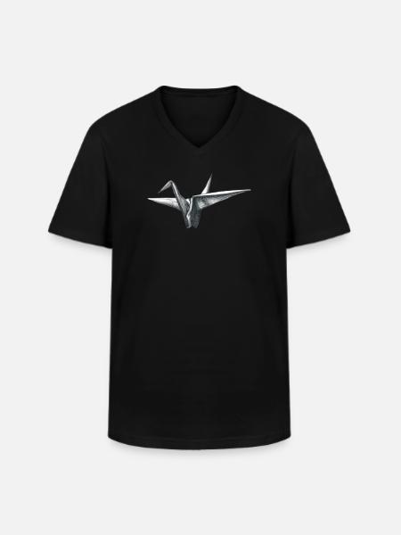 Origami Vogel Grau - Männer-T-Shirt mit V-Ausschnitt - Schwarz