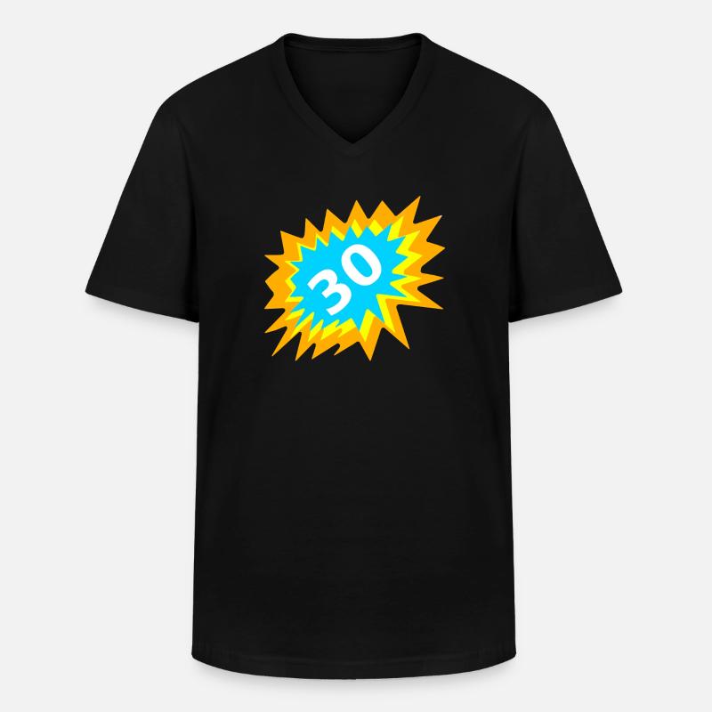 feiern, 30 bunt - Männer-T-Shirt mit V-Ausschnitt - Schwarz