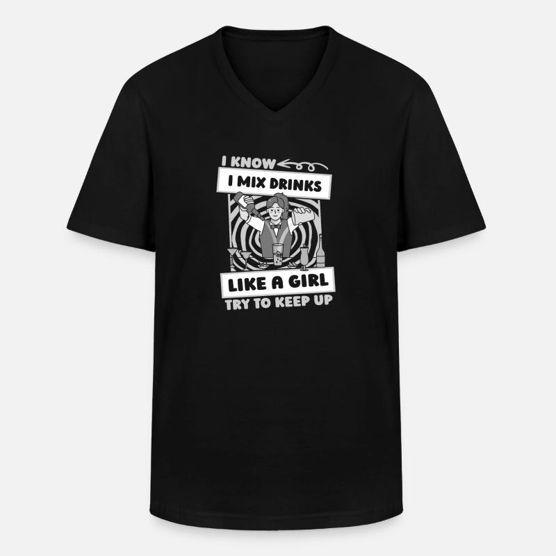 Barkeeper Bartender Mädchen - Männer-T-Shirt mit V-Ausschnitt - Schwarz