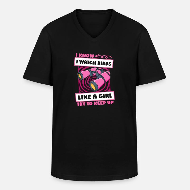 Vogelbeobachter Mädchen - Männer-T-Shirt mit V-Ausschnitt - Schwarz