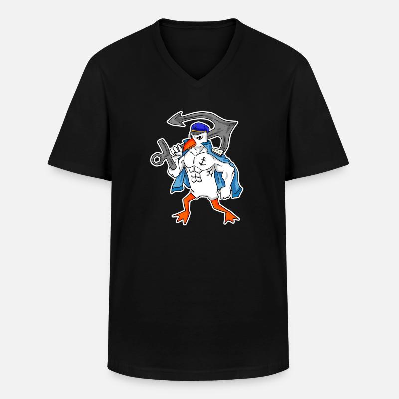 Nordsee Möwe mit Anker - Männer-T-Shirt mit V-Ausschnitt - Schwarz