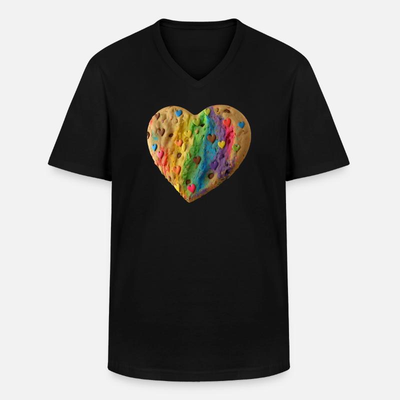 Herz Cookie - Männer-T-Shirt mit V-Ausschnitt - Schwarz