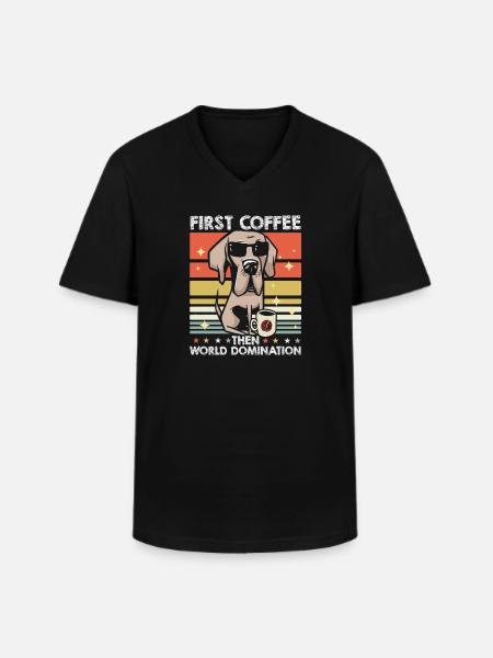 Great Dane Coffee Sunglasses - Men's V-Neck T-Shirt - black