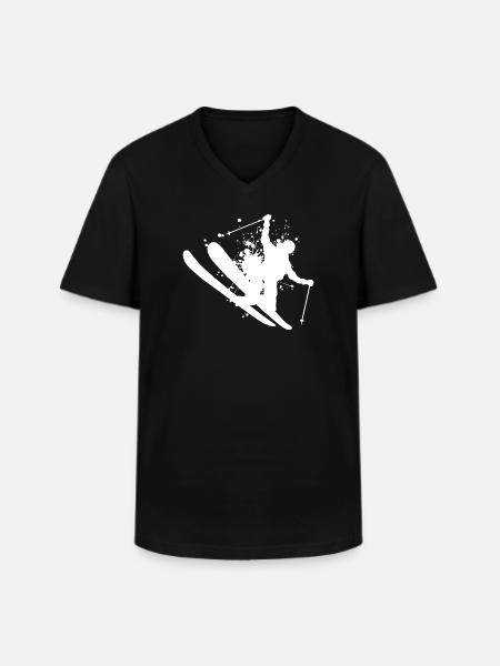 Mænds skihop Freestyle Ski Ski Freesty - Klassisk herre T-shirt med V-udskæring - sort