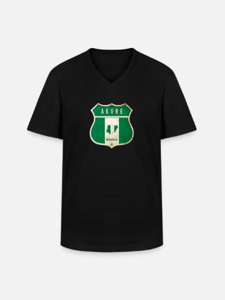 Design du drapeau d'Akure Nigeria - T-shirt col V Homme - noir