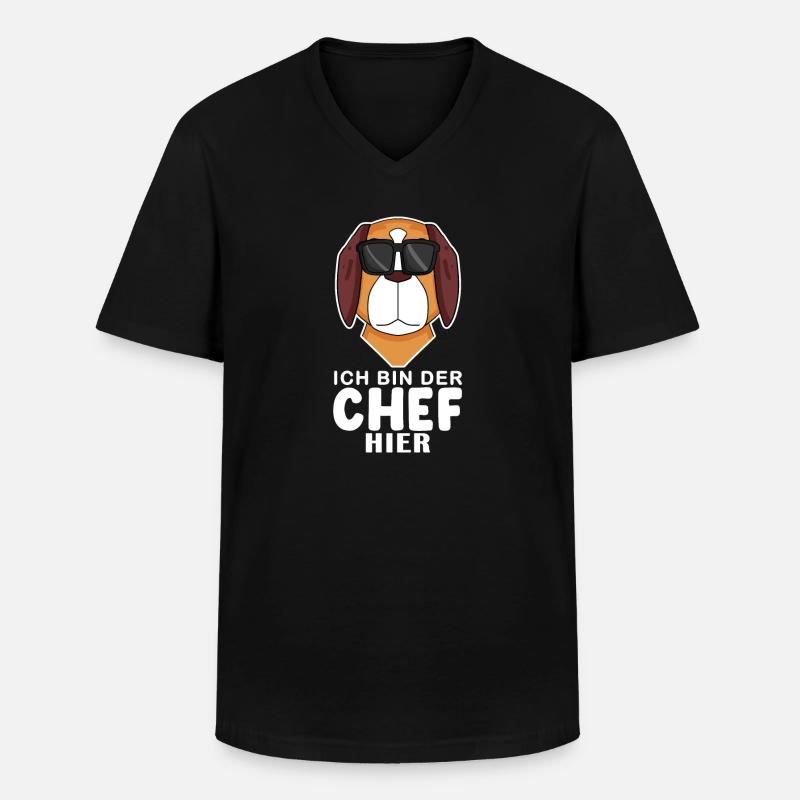 cooler Hund Bernhardiner Chef Spruch - Männer-T-Shirt mit V-Ausschnitt - Schwarz