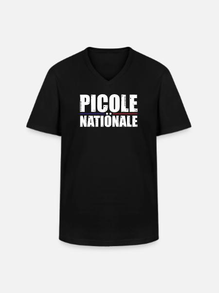 Picole Nationale - T-shirt col V Homme - noir