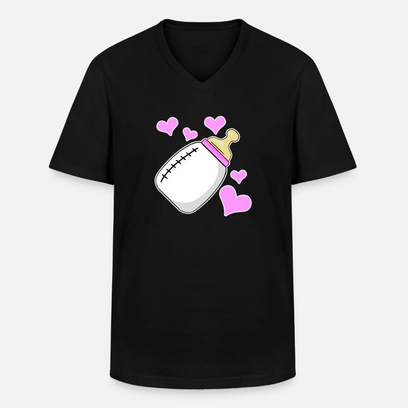 Tochter Milchflasche Mädchen Schwanger Geburt - Männer-T-Shirt mit V-Ausschnitt - Schwarz