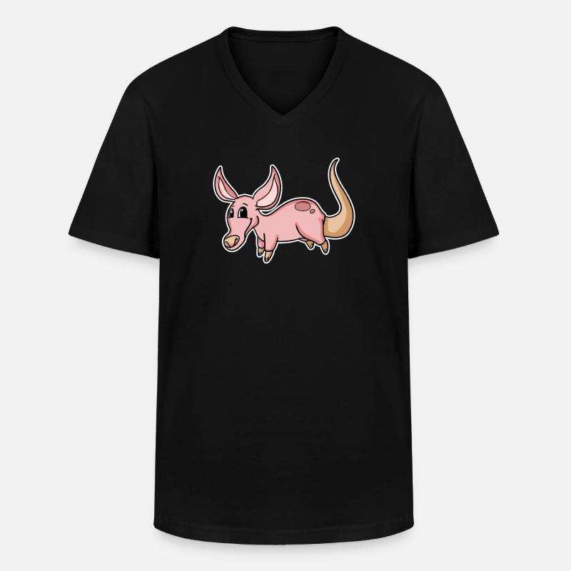 Erdferkel - Männer-T-Shirt mit V-Ausschnitt - Schwarz