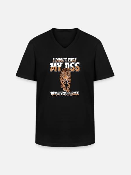 Jaguar I Didnt Schet Mijn kont blies je een kus - Klassiek mannen T-shirt met V-hals - zwart