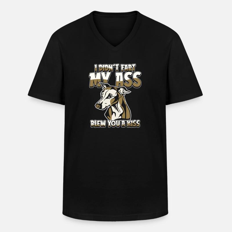 Greyhound Windhund - Männer-T-Shirt mit V-Ausschnitt - Schwarz
