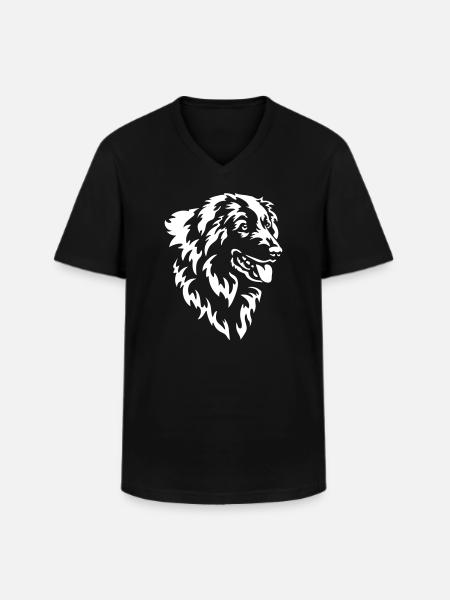 Pyrenäenberghund Kopf "Black Edition" - Männer-T-Shirt mit V-Ausschnitt - Schwarz