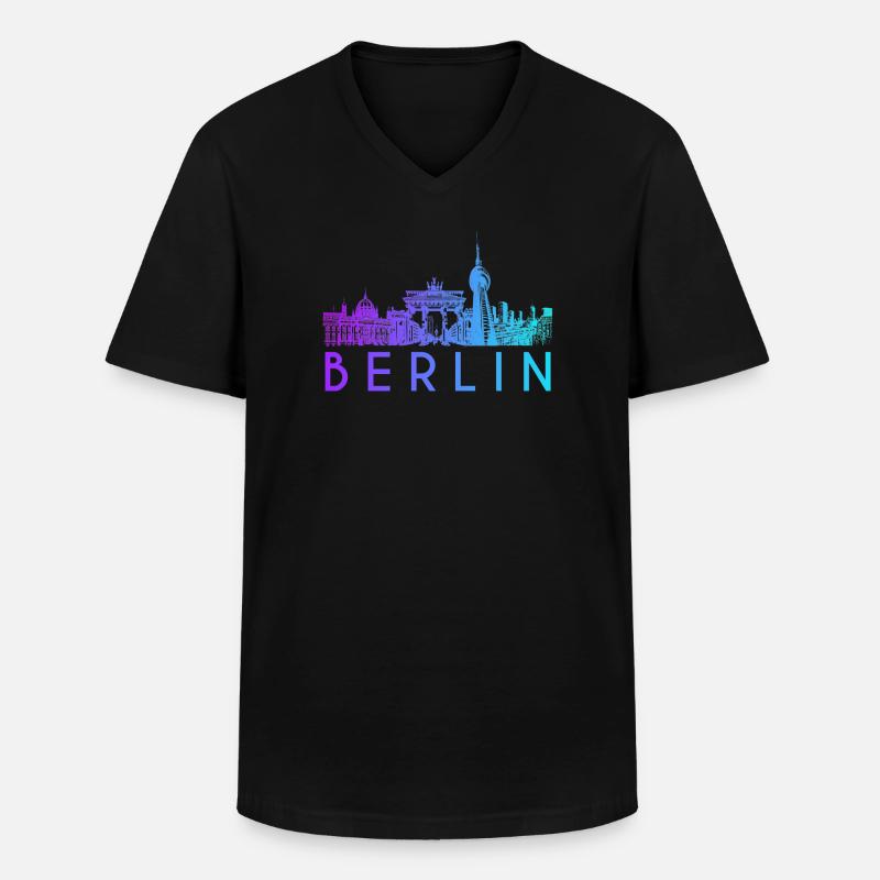 Berlin Skyline - Männer-T-Shirt mit V-Ausschnitt - Schwarz