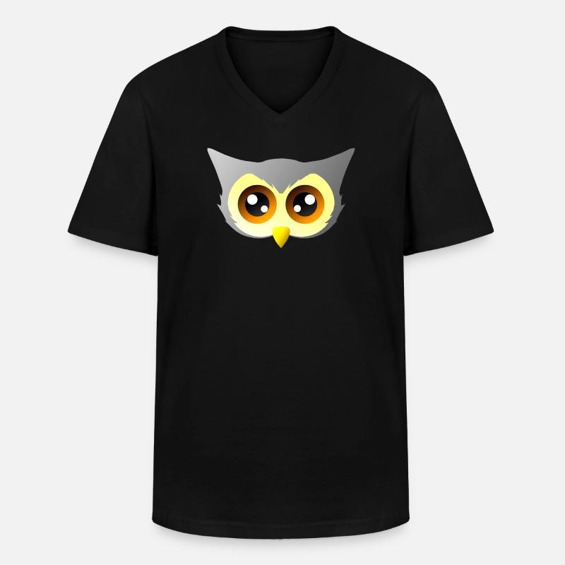 vögel closing, süßes eulengesicht - Männer-T-Shirt mit V-Ausschnitt - Schwarz