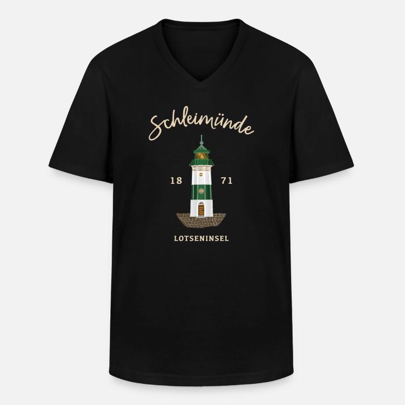 Leuchtturm Schleimünde, Lotseninsel Ostsee - Männer-T-Shirt mit V-Ausschnitt - Schwarz