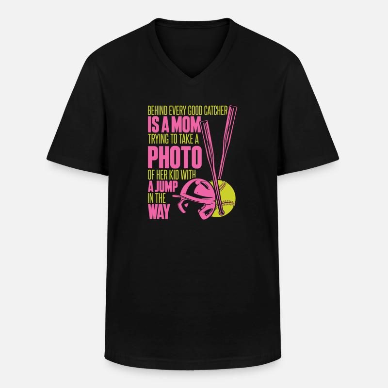 Softball Mama - Männer-T-Shirt mit V-Ausschnitt - Schwarz