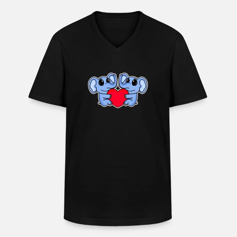 Elefant Herz Liebe Elefanten - Männer-T-Shirt mit V-Ausschnitt - Schwarz