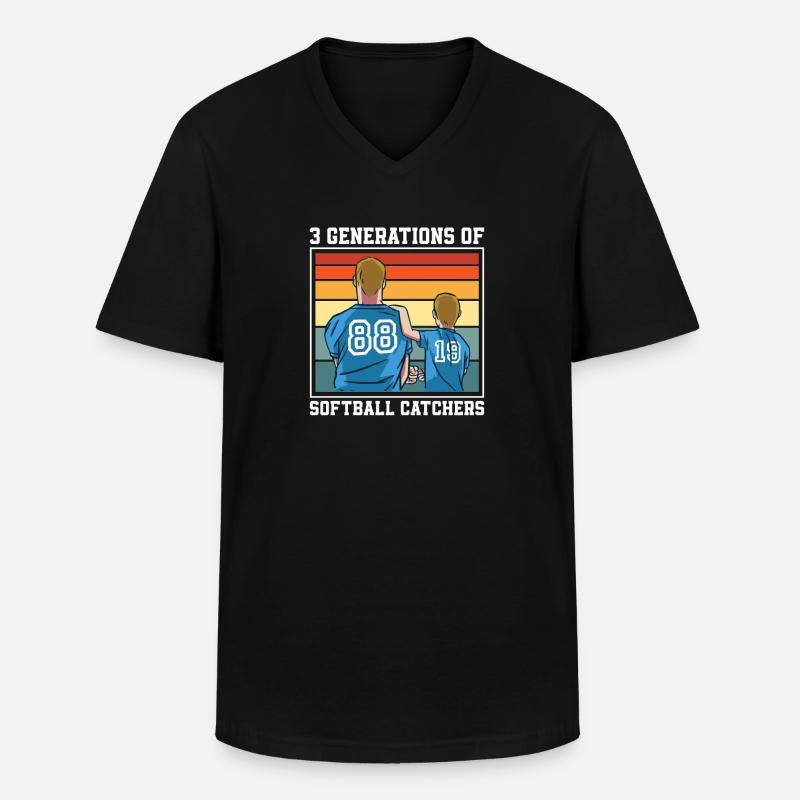 Softball - Männer-T-Shirt mit V-Ausschnitt - Schwarz