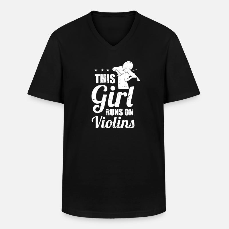 Violine Geige Mädchen - Männer-T-Shirt mit V-Ausschnitt - Schwarz