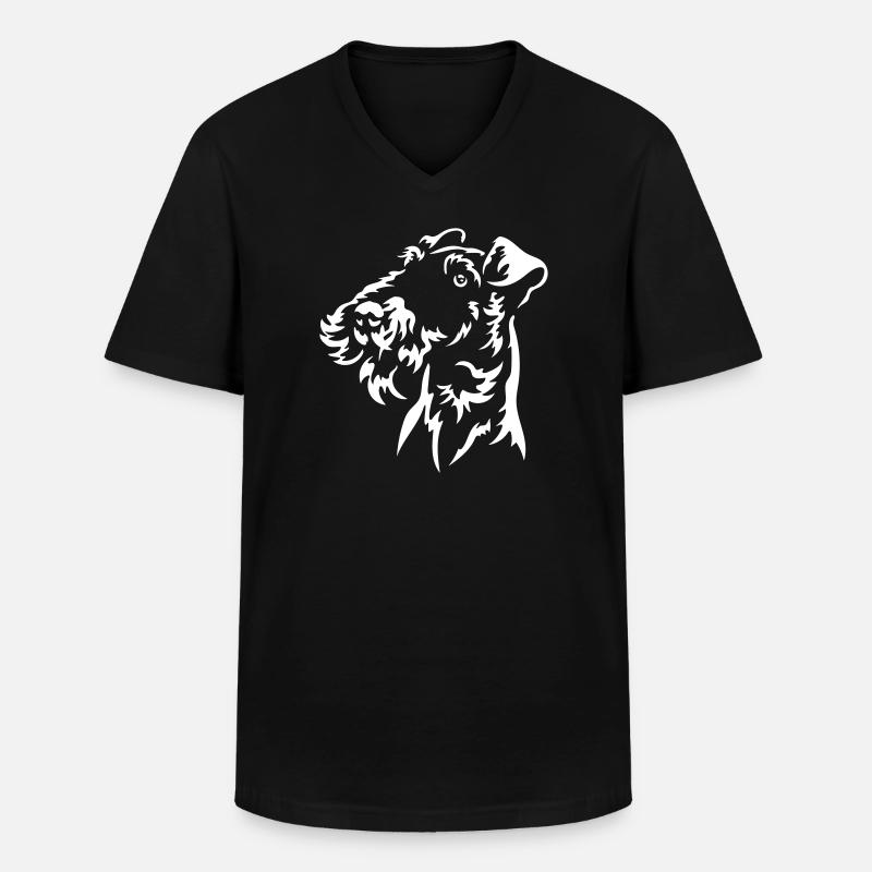 Foxterrier Kopf "Black Edition" - Männer-T-Shirt mit V-Ausschnitt - Schwarz