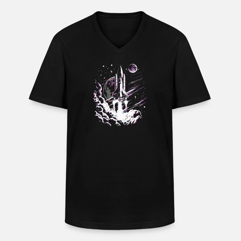 Rakete beim Start - Männer-T-Shirt mit V-Ausschnitt - Schwarz