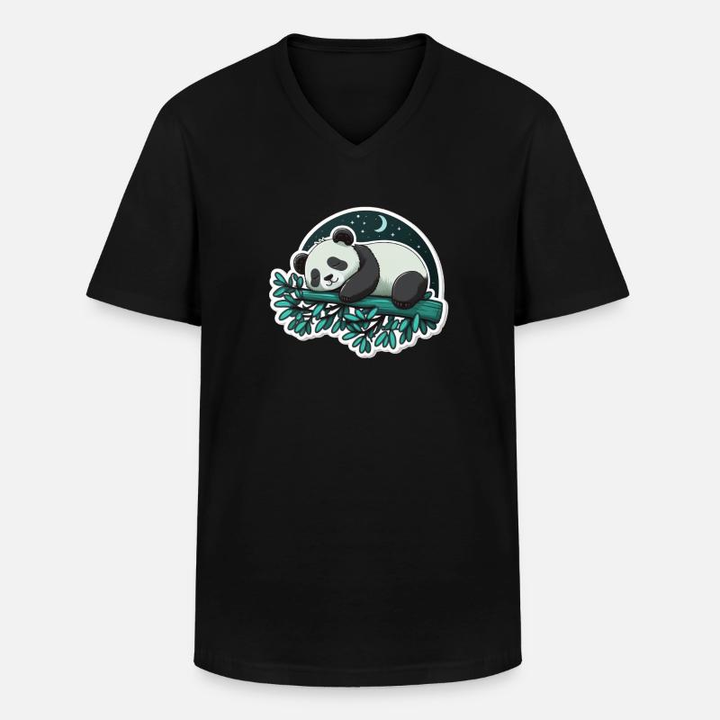 Sleeping Panda - Männer-T-Shirt mit V-Ausschnitt - Schwarz
