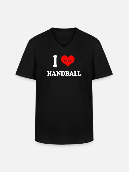 J'adore le handball - T-shirt col V Homme - noir