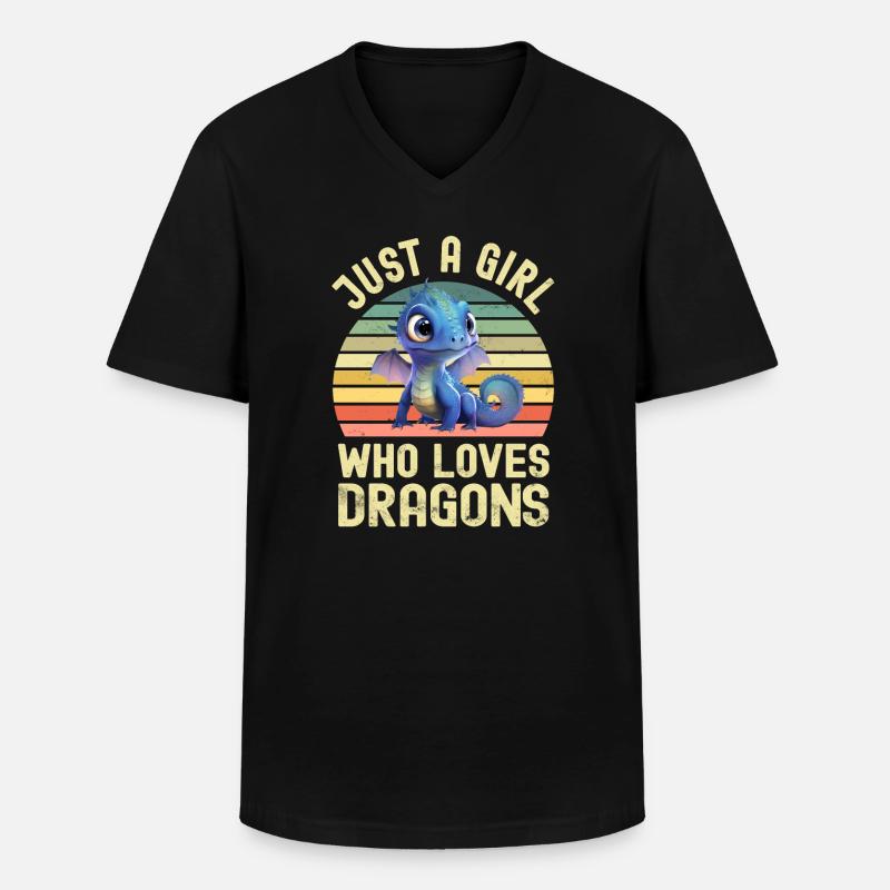 Drache Drachen - Männer-T-Shirt mit V-Ausschnitt - Schwarz