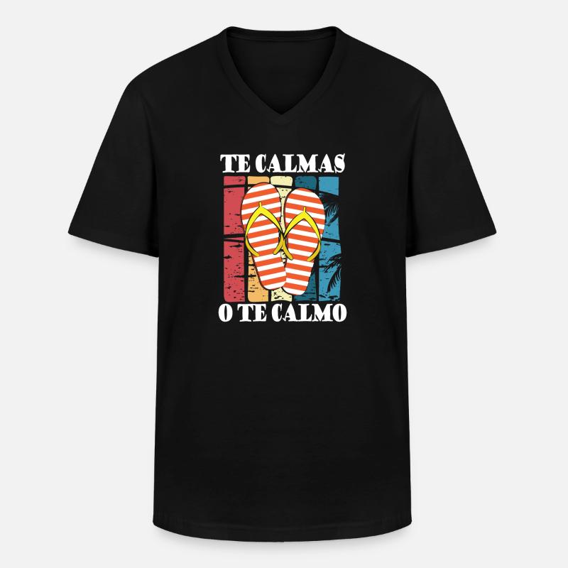 Te calmas o te calmo - Männer-T-Shirt mit V-Ausschnitt - Schwarz