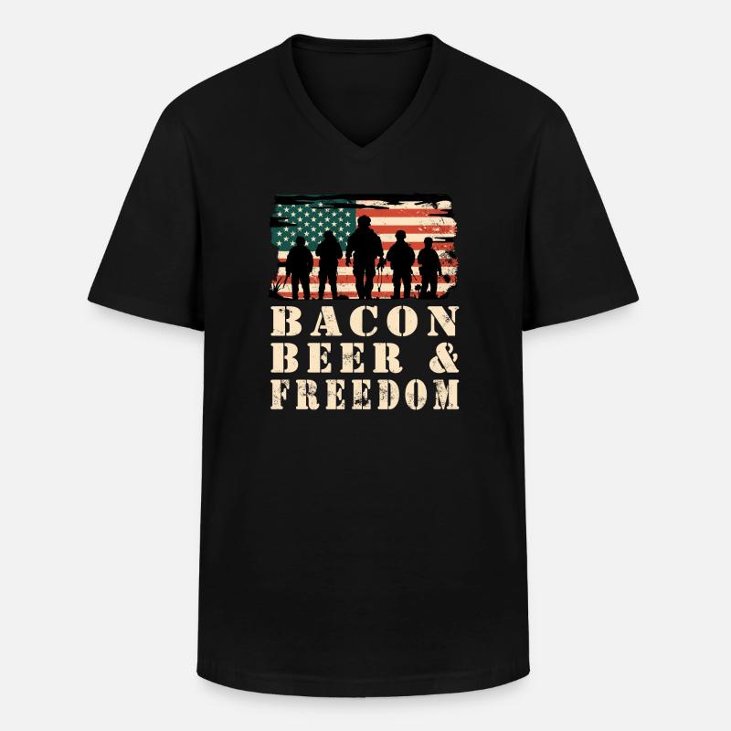 Bacon, Bier und Freiheit - Männer-T-Shirt mit V-Ausschnitt - Schwarz