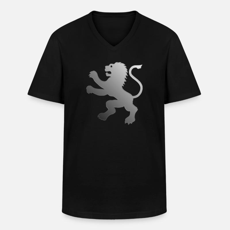 Lion embossed | Wappentier - Männer-T-Shirt mit V-Ausschnitt - Schwarz