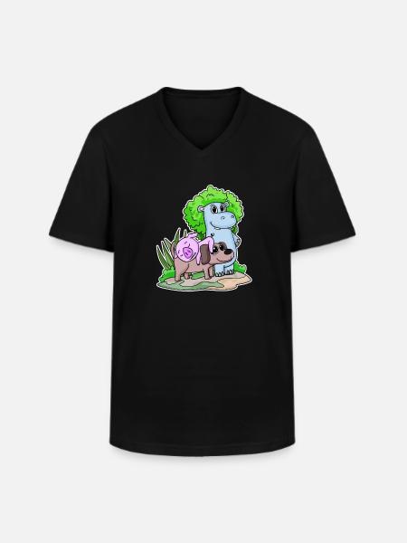 Cute animals - Men's V-Neck T-Shirt - black