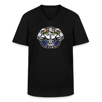 Power Figure in Rainbow Halos Bodybuilder - Men's V-Neck T-Shirt - black - Front - AI Model Male 178 dark (178cm)